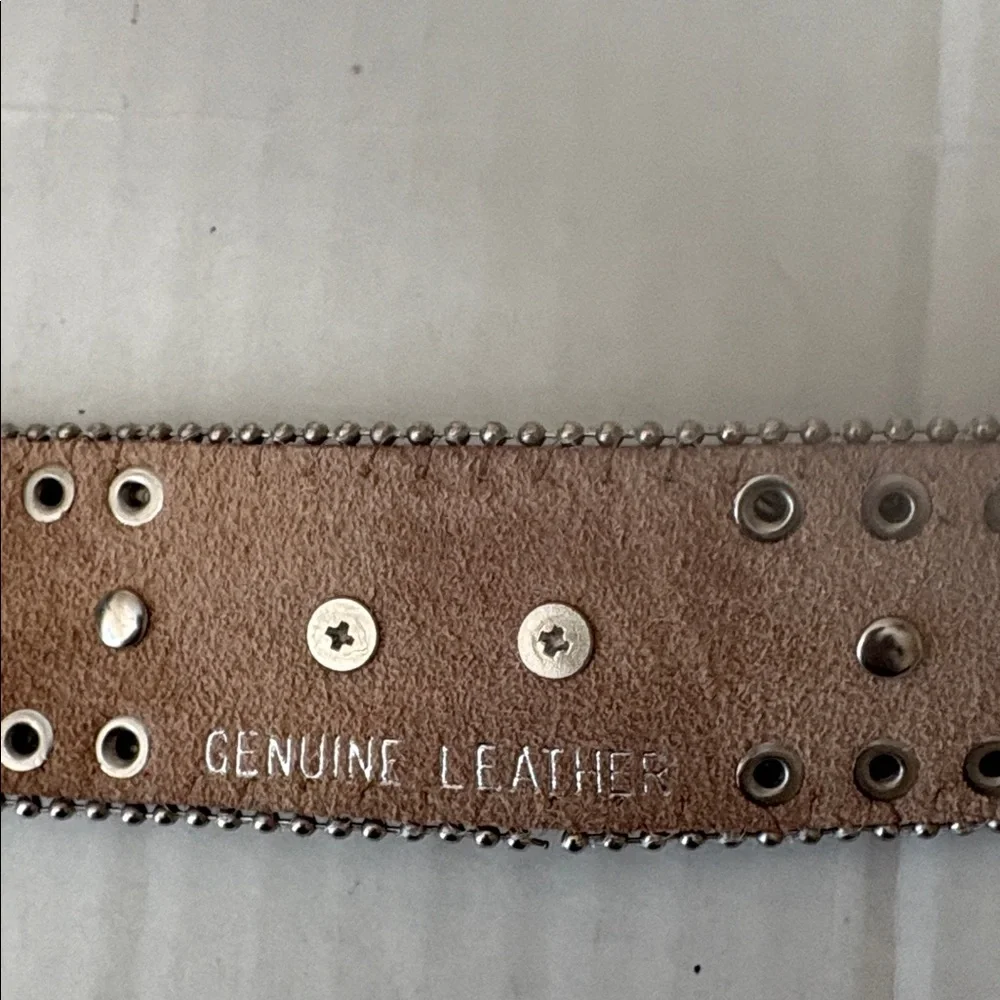Blazin Roxx embossed leather western belt, crystal conchos,rhinestones, studs, M